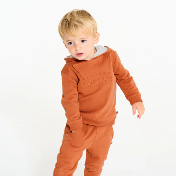 Baby boy's orange fleece hoodie