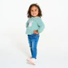 Baby girl's apple green striped fleece sweatshirt with embroidered apple