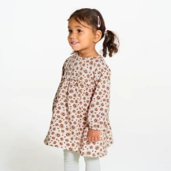 فستان بطبعة الزهور وبنطال ليغينغ أبيض للفتيات الصغيرات