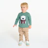 Baby boy's green long-sleeve bear-neck T-shirt