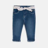 Baby girl's blue jeans with floral belt