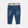 Baby girl's blue jeans with floral belt