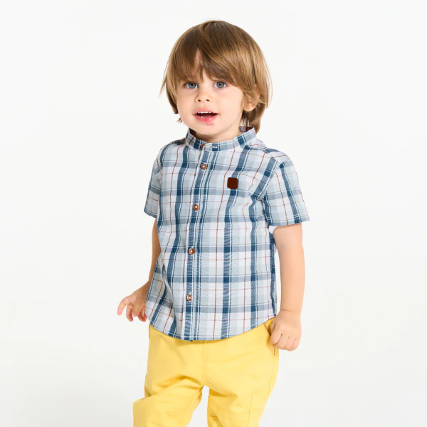 Baby boy's blue checked shirt