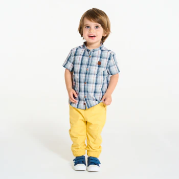 Baby boy's blue checked shirt
