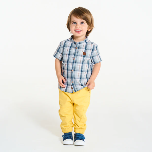 Baby boy's blue checked shirt