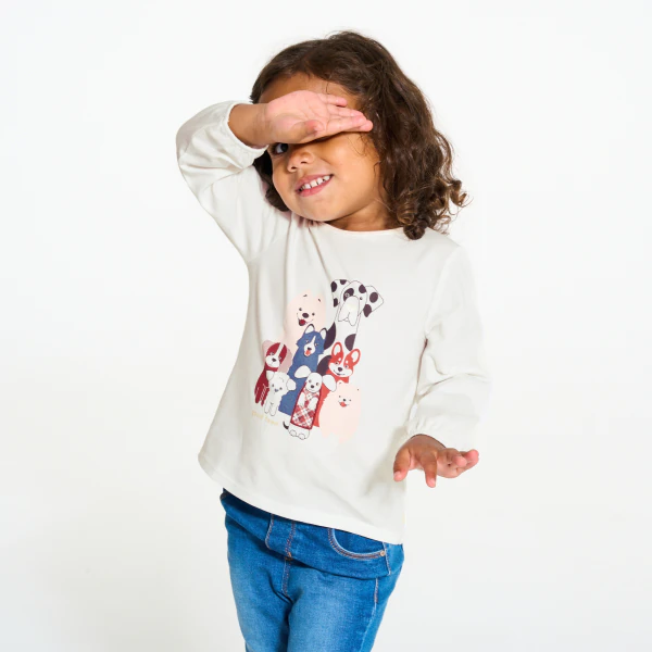 Baby girl's white dog T-shirt