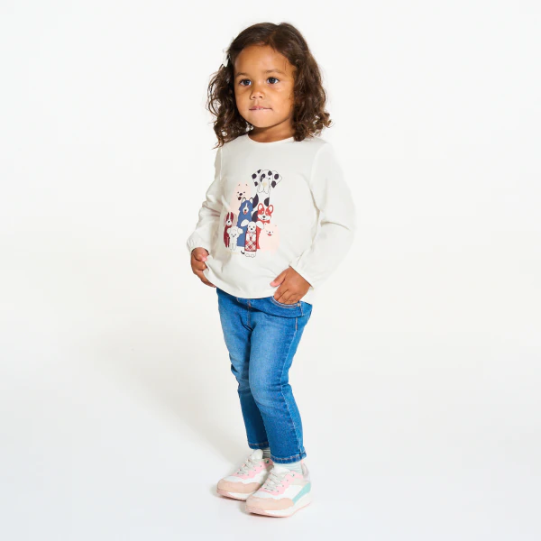 Baby girl's white dog T-shirt
