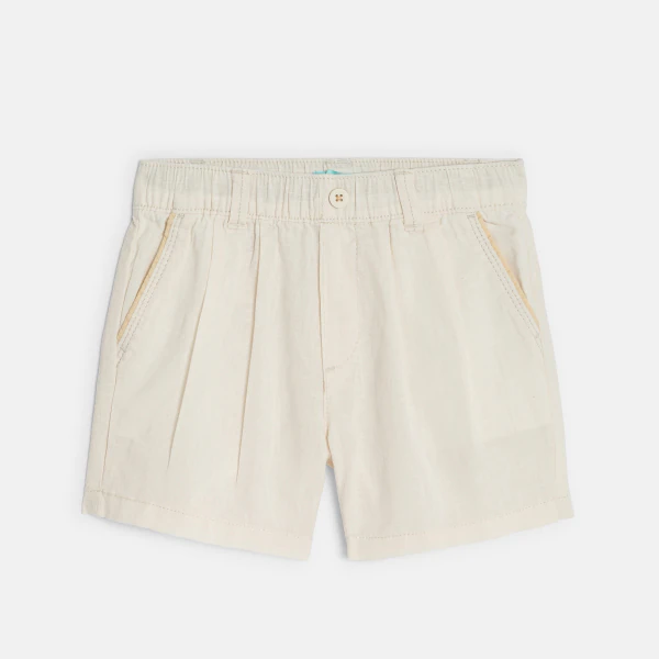 Baby boy's white linen and cotton shorts