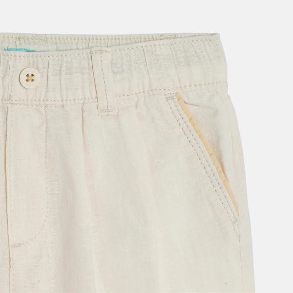 Baby boy's white linen and cotton shorts