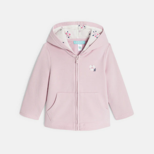 Baby girl's mauve fleece hoodie