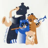 Baby boy's white long-sleeve animal musician T-shirt