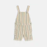 Baby boy's brown striped short overalls and T-shirt