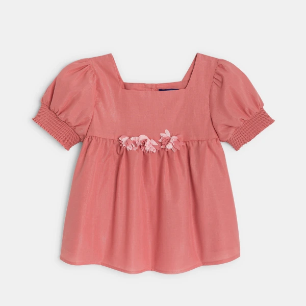 بلوزة وردية اللون عليها زهور قديمة للفتيات بلوزة وردية اللون عليها زهور قديمة للفتيات