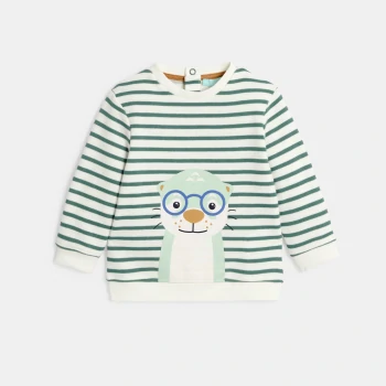 Baby boy's green fleece animal sweatshirt