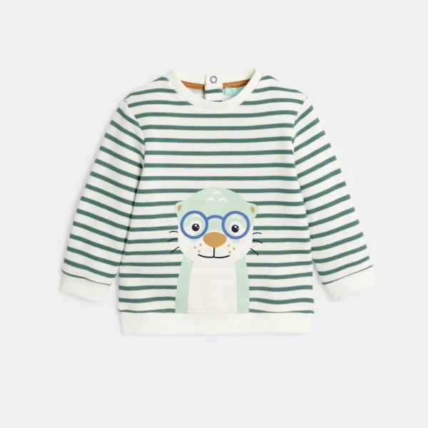 Baby boy's green fleece animal sweatshirt