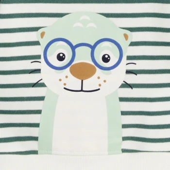 Baby boy's green fleece animal sweatshirt