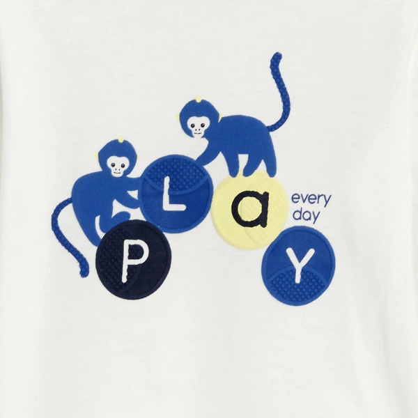 تيشيرت بأكمام طويلة برسوم حيوانات باللون الأبيض للأطفال الصغار تيشيرت بأكمام طويلة برسوم حيوانات باللون الأبيض للأطفال الصغار