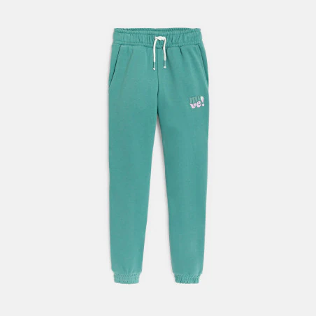 Girl's plain green joggers