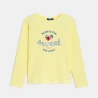 تيشيرت بطبعة عبارة من الترتر، باللون الأصفر للفتيات تيشيرت بطبعة عبارة من الترتر، باللون الأصفر للفتيات