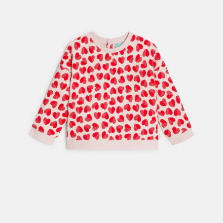 Baby girl's red fleece heart sweatshirt