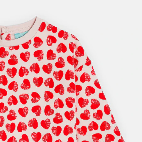 Baby girl's red fleece heart sweatshirt