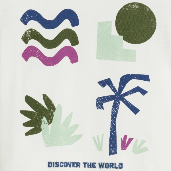 تي شيرت أبيض مطبوع عليه أشجار نخيل للولد الرضيع