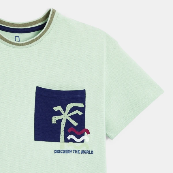 تي شيرت أخضر مائي بأكمام قصيرة الأكمام للأولاد تي شيرت أخضر مائي بأكمام قصيرة الأكمام للأولاد