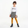 Girl's short black printed corduroy skirt