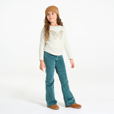 Girl's white butterfly sequin T-shirt