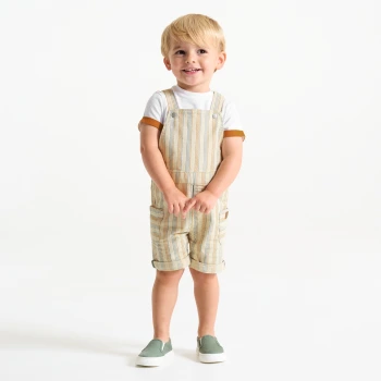 سالوبيت قصير مخطط وتي شيرت بني اللون للرضيع الولد