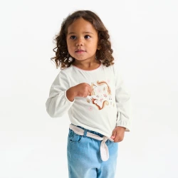 تي شيرت بطباعة حيوانات لونه وردي للفتيات الرضع.