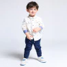 Baby boy's white corduroy shirt with whales on