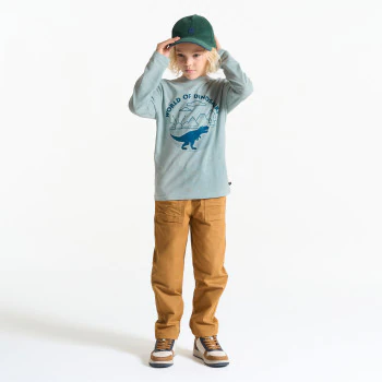 Boy's blue dinosaur motif T-shirt