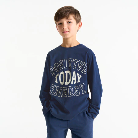 Boy's blue slogan T-shirt