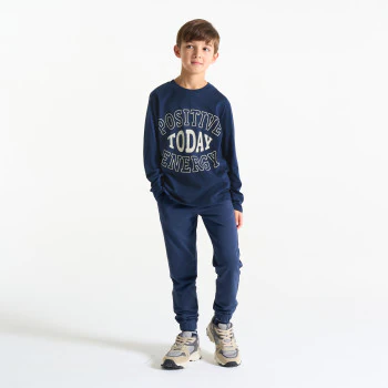 Boy's blue slogan T-shirt