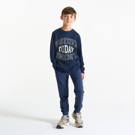 Boy's blue slogan T-shirt