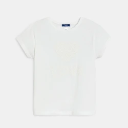 تيشيرت مزين بعبارة LOVE، باللون الأبيض للفتيات.