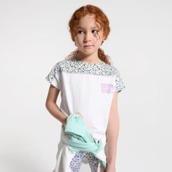 تيشيرت بأكمام قصيرة، أبيض للفتيات