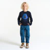Boy's navy blue rocket motif T-shirt