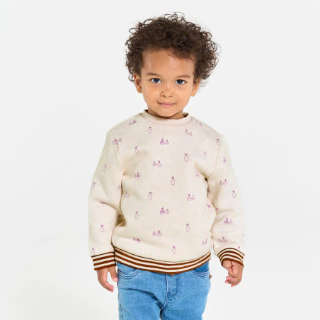 Baby boy's white fleece vegetable jumper