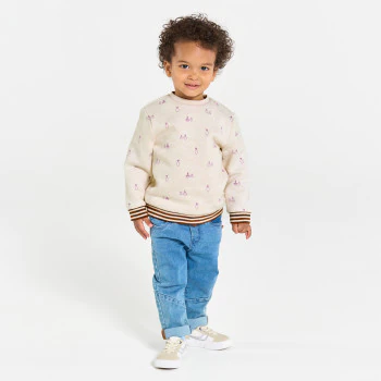 Baby boy's white fleece vegetable jumper