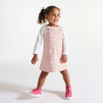 Baby girl's pink heart dungarees