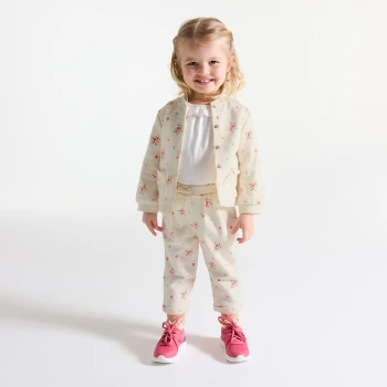 جاكيت من طراز تيدي من الميلتون برسوم الأزهار،  باللون البيج للفتيات الصغيرات