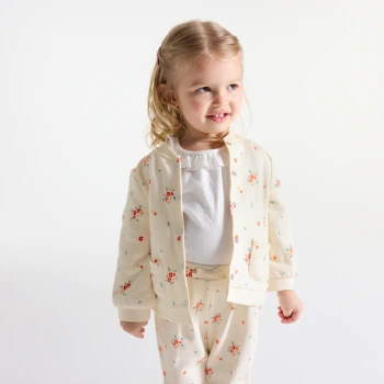 جاكيت من طراز تيدي من الميلتون برسوم الأزهار،  باللون البيج للفتيات الصغيرات