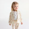 Baby girl's beige printed fleece baseball jacket