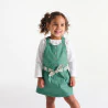 Baby girl's green cotton poplin dungaree dress