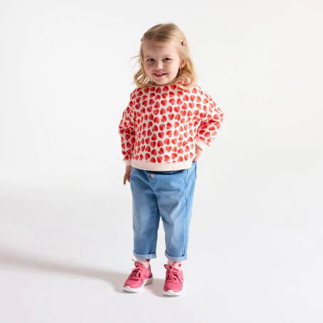 Baby girl's red fleece heart sweatshirt