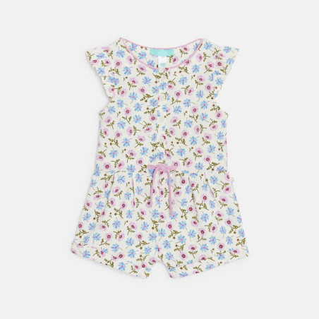 Baby girl's lightweight green printed playsuit