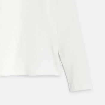 Plain white ribbed turtleneck T-shirt