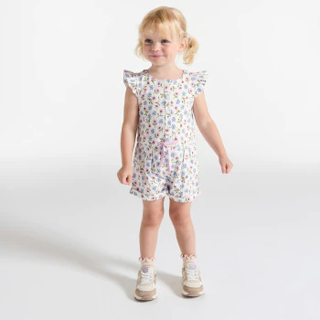 Baby girl's lightweight green printed playsuit